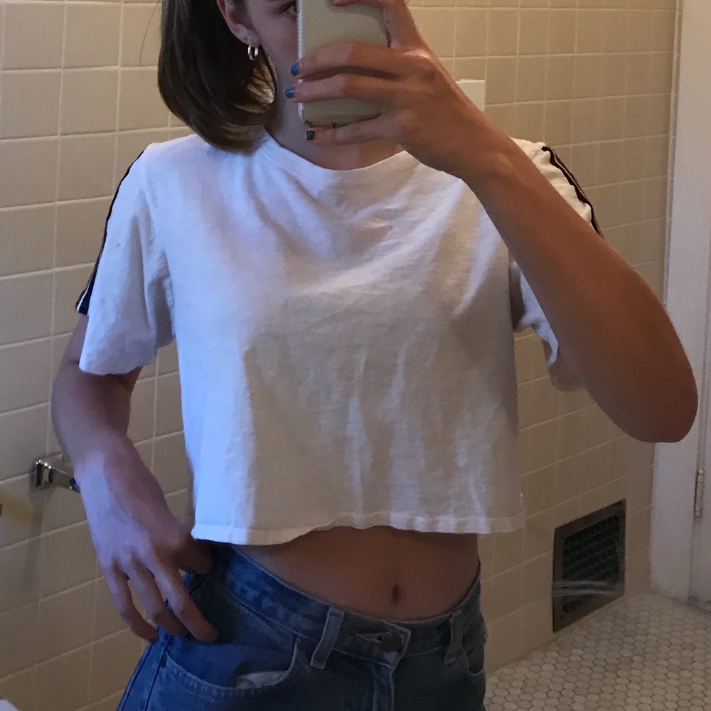white cropped shirt